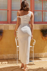 Miriam On-Off Shoulder Midi Dress White