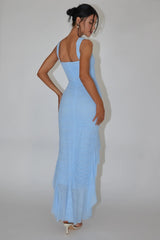 Jozelle Ruffle Hem Midi Dress Blue