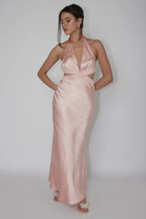 Of Your Dreams Cut-Out Halter Dress Peach