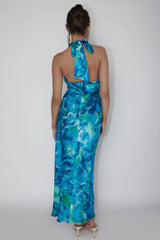 Martia Halterneck Maxi Dress Floral Green