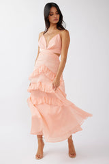 Joss Ruffle Trim Cut-Out Dress Rose