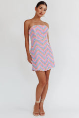 In Paris Embellished Chevron Mini Dress Lilac