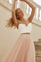 Juniper Frill Trim Cami Strap Crop Top White