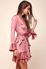 Khandi Peek-a-Boo Back Wrap Dress Midnight Rose