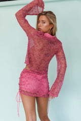 Lexi Ruched Side Mini Skirt Barbie Pink