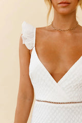 Kaley Layered Frill Hem Textured Dress White