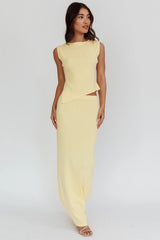 Rossana Asymmetric Hem Keyhole Top Butter