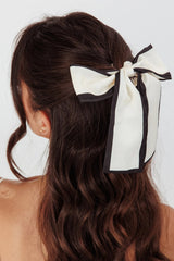 Mimi Contrast Bow Scrunchie White