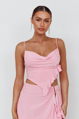 Such A Tease Cowl Neck Crop Top Pink