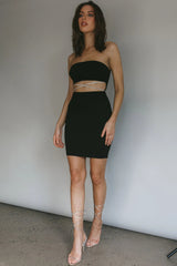 Nohemi Strapless Diamante Mini Dress Black