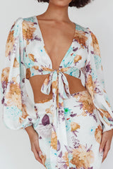Meet Me In Fiji Tied Top Floral Yellow