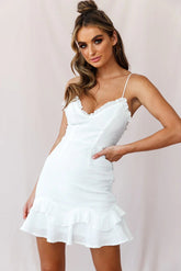 Lovers Spaghetti Strap Sweetheart Neckline Dress White