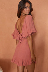 Hand In Mine Wide Ruffle Hem Skirt Rose