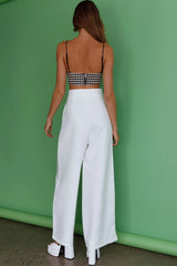 Starke High Waist Wide Leg Pants White