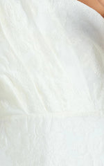 Nadette Midi Dress One Shoulder Pleated Tiered Dress in White