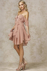 Whitney Deep V Polka Dot Dress Mocha