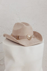 Longhorn Heart Decoration Cowboy Hat Khaki