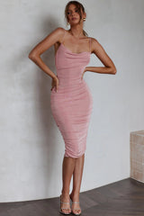 Little Waltz Ruched Midi Dress Pink