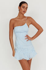 Lilah One Shoulder Embellished Dress Steel Blue