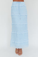 Helios Shirred Sequin Maxi Skirt Blue