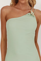 We Belong Together One-Shoulder Buckle Maxi Dress Mint