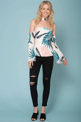 Lilyanna Floral Top White / Peach