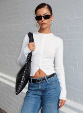 Suzu Long Sleeve Knit Top White