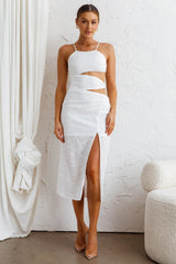 Virgin Islands Cut-Out Midi Dress White