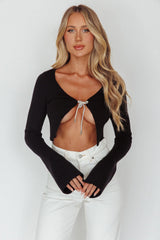 Teliah Diamante Bow Knit Top Black