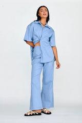 Light Aura Button Up Shirt Denim Blue