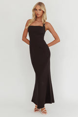 Shellie Square Neckline Halter Maxi Dress Black