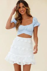 Linka Off-Shoulder Tie-Back Crop Top Steel Blue