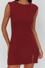 Groove Sleeveless Mini Dress Textured Burgundy