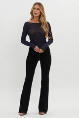 Star Gazing Long Sleeve Mesh Top Navy