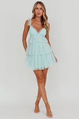 Sorbet Sky Tiered Tulle Mini Dress Mint