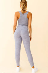 My Girl Fuzzy Knit Jogger Pants Steel Blue