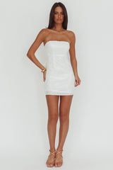 Vida Bow Sequin Mini Dress White