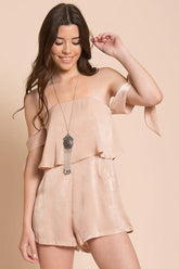 Kaitlynn Tube Top Romper Beige
