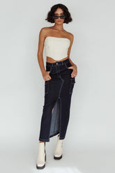 Mercury Retrograde Pocket Midi Skirt Indigo