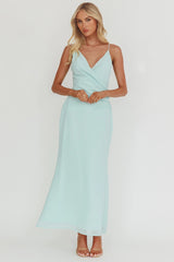 Lexxi Crossover Gathered Waist Maxi Dress Tiffany Blue