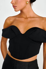 Tenicka Off-Shoulder Crop Top Black