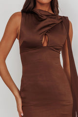 Meliza Keyhole Bust Maxi Dress Chocolate