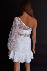 Summerville One-Shoulder Embellished Dress White