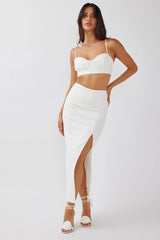 Next To You Pearl Trim Crop Top White