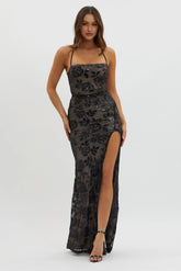 Sparks Fly Sequin Embellished Maxi Dress Black/Nude