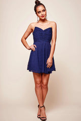 Tinseltown Ruched Party Dress Navy