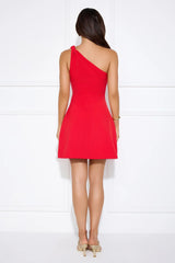 With Flair One Shoulder Mini Dress Red