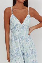 South Pacific Strappy Back Maxi Dress Floral Blue