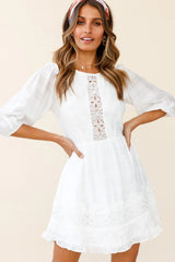 Sunday Morning Applique Embellished Open Back Dress White