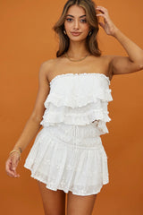 Meet Me At Sunset Frill Trim Bandeau Top White